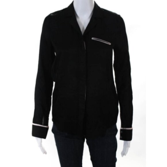 J BRAND Button Down Business Casual Pajama Shirt Black XS - Picture 6 of 12